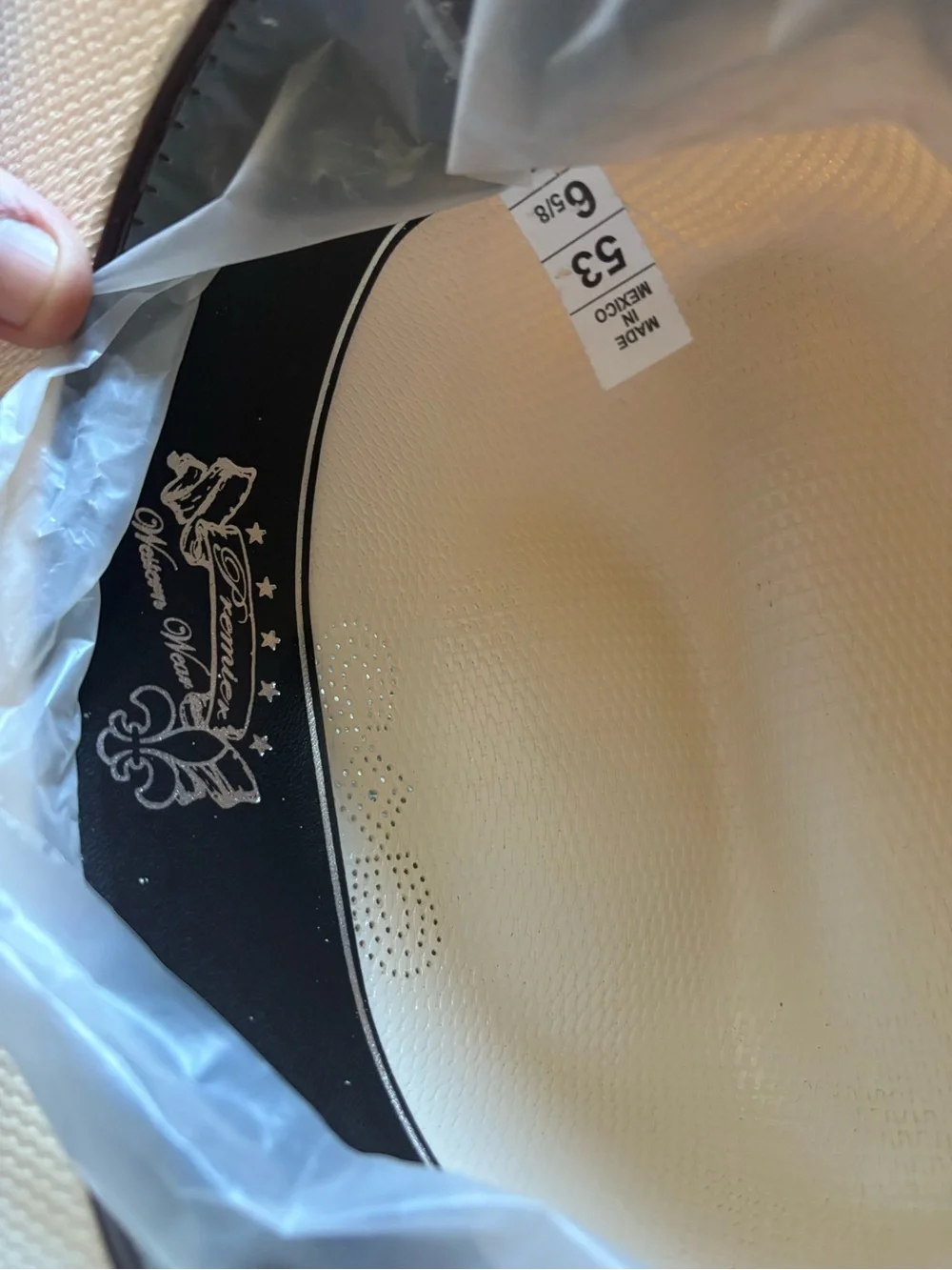 Kids White Straw Cowboy Hat with Brown Trim